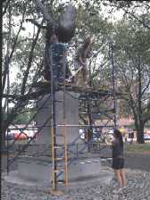 Seminar participants erecting scaffold