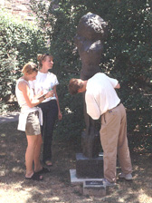 Seminar participants survey sculpture at Princeton
